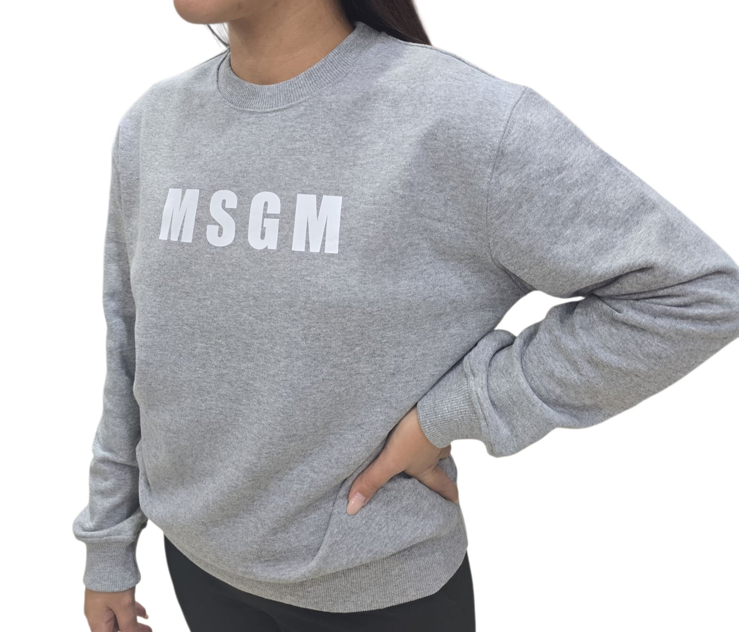 Felpa MSGM Donna in cotone garzato Grigia