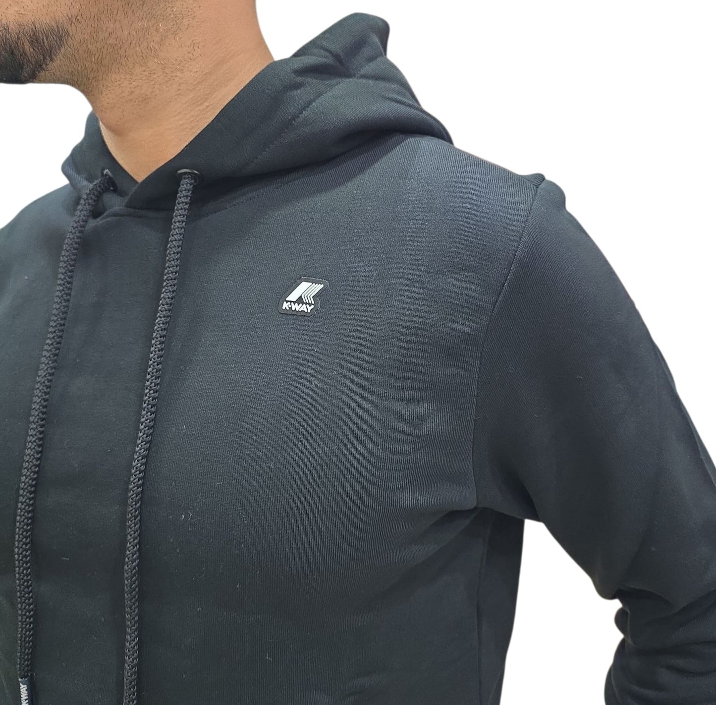 Felpa K-Way in cotone con cappuccio NERA k02