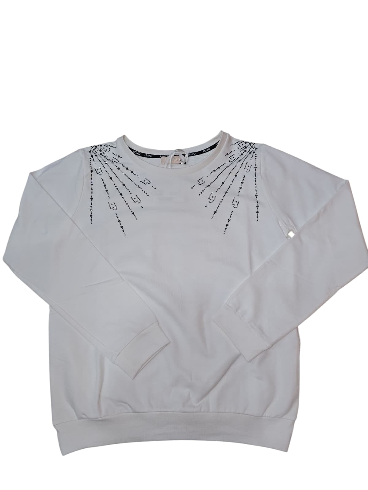 Felpa Liu Jo in cotone garzato con stras in spalla