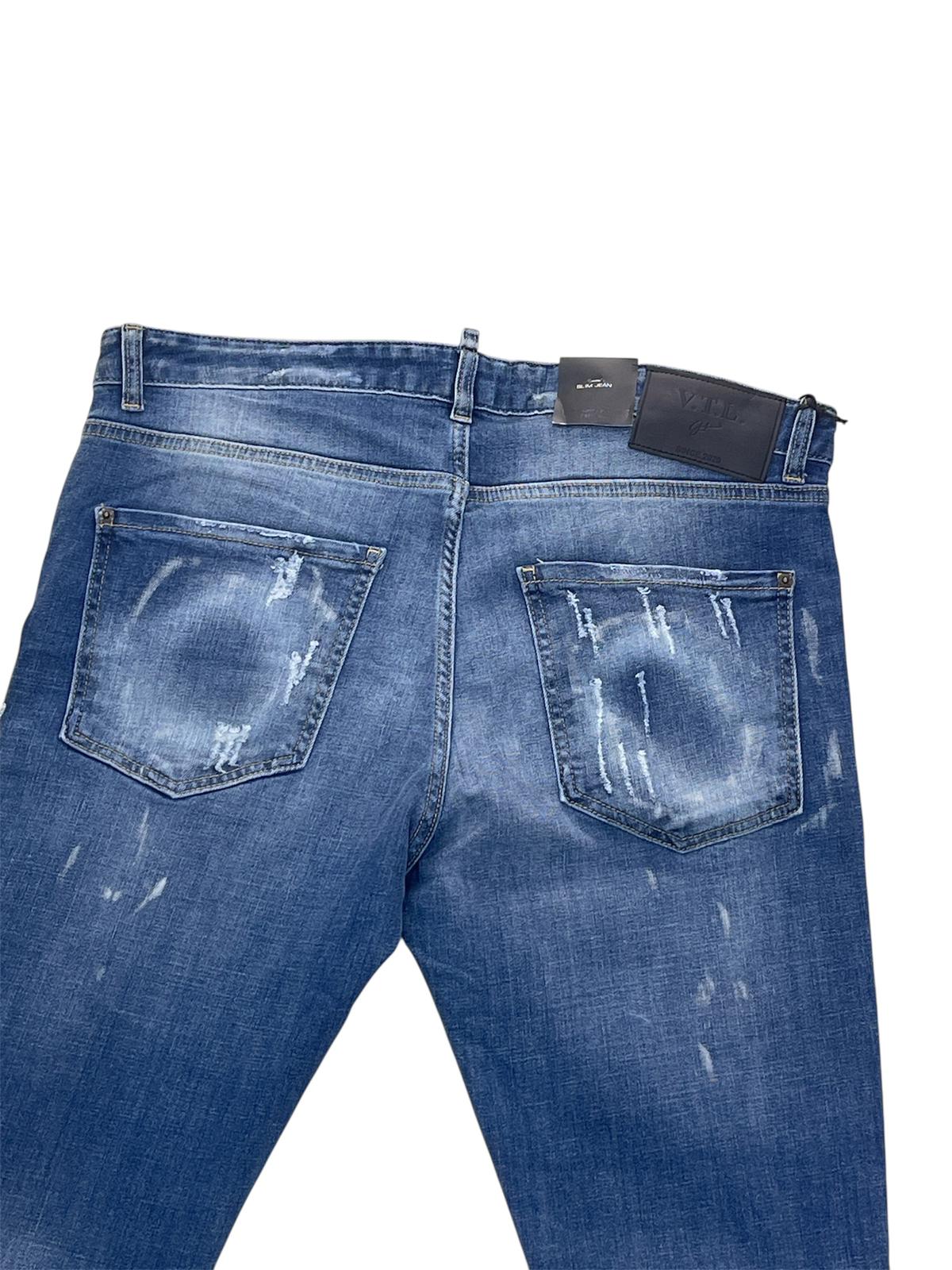Jeans V.T.L Uomo Strappato Blu Chiaro