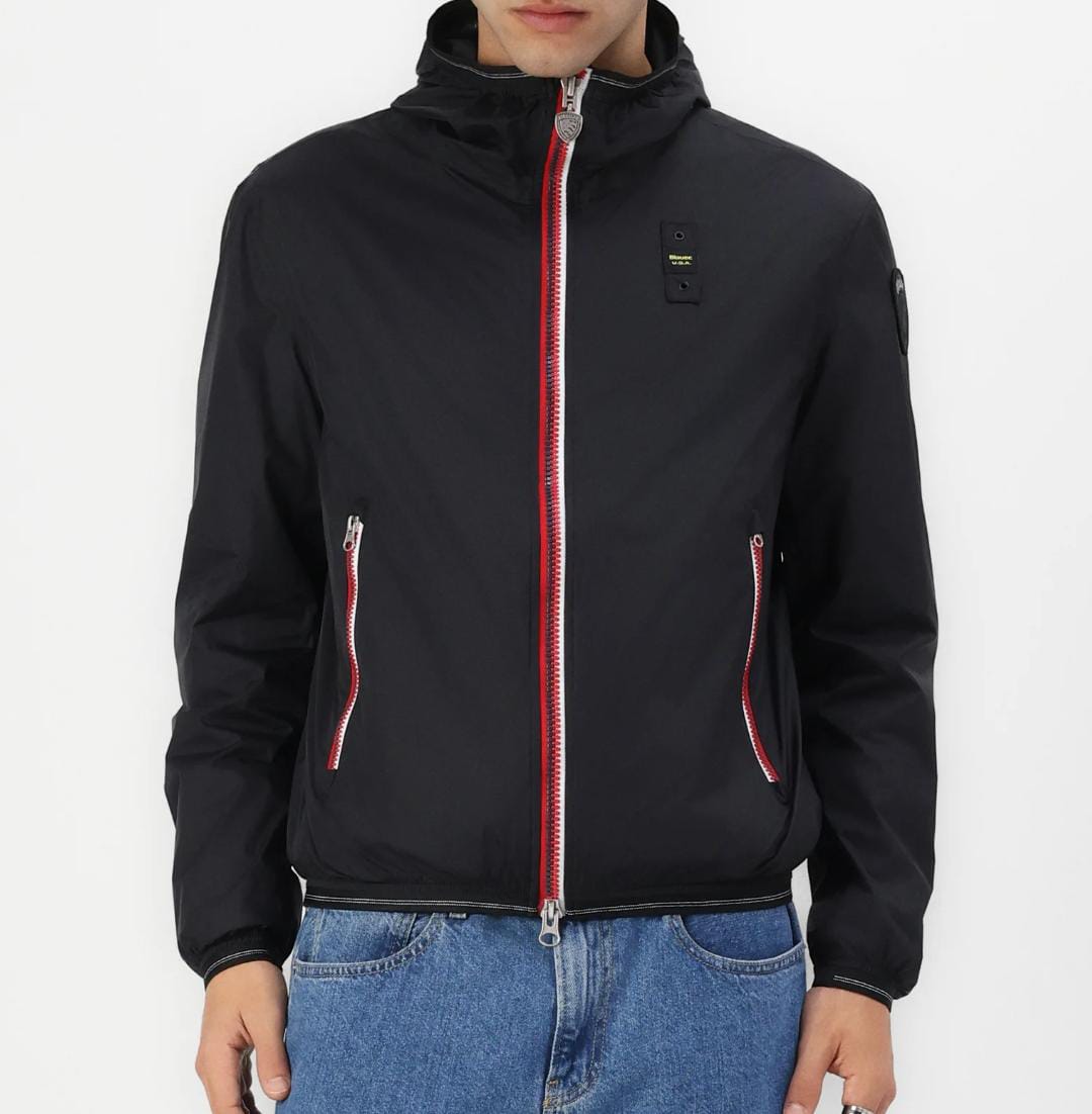 Giacca BLAUER  a vento con zip bicolore