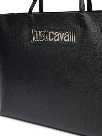 Borsa Just Cavalli Baghi nera con logo in acciaio