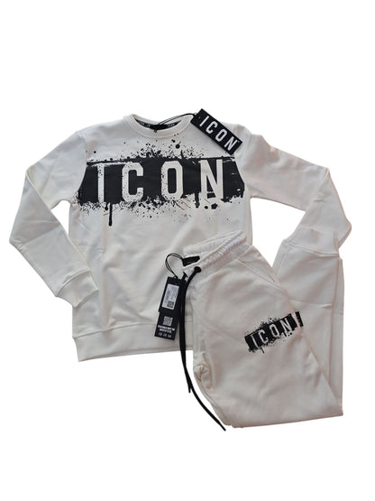 Tuta ICON  garazata Uomo Logo colature bianco