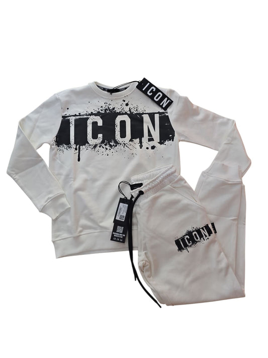 Tuta ICON  garazata Uomo Logo colature bianco