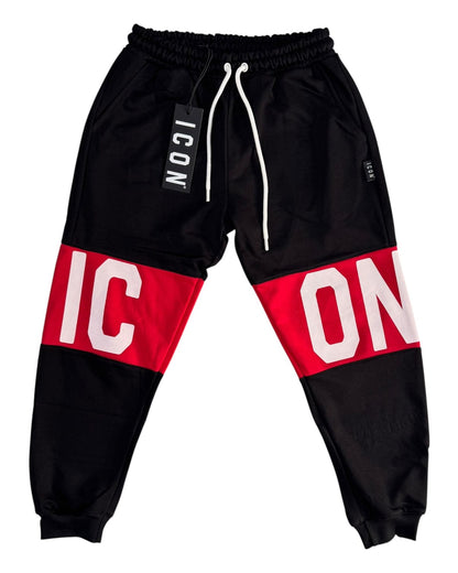 Tuta  ICON Maxi logo con cappuccio nero e rosso