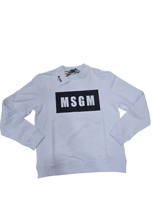 Felpa MSGM in cotone Bianca in ricquadro nero