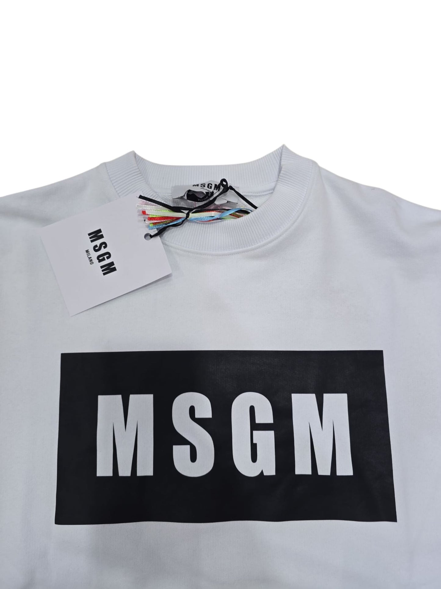 Felpa MSGM in cotone Bianca in ricquadro nero