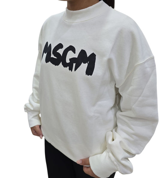 Felpa MSGM SWEATSHIRT Bianca logo nero