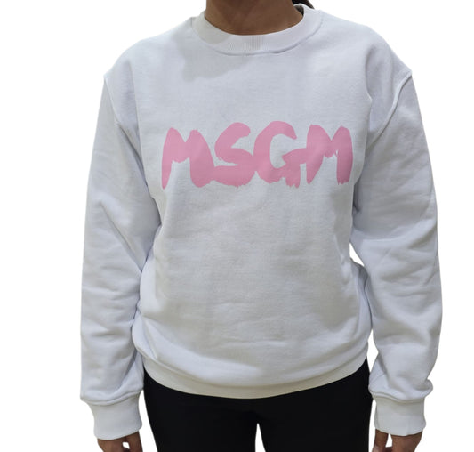 Felpa MSGM SWEATSHIRT Bianca logo rosa