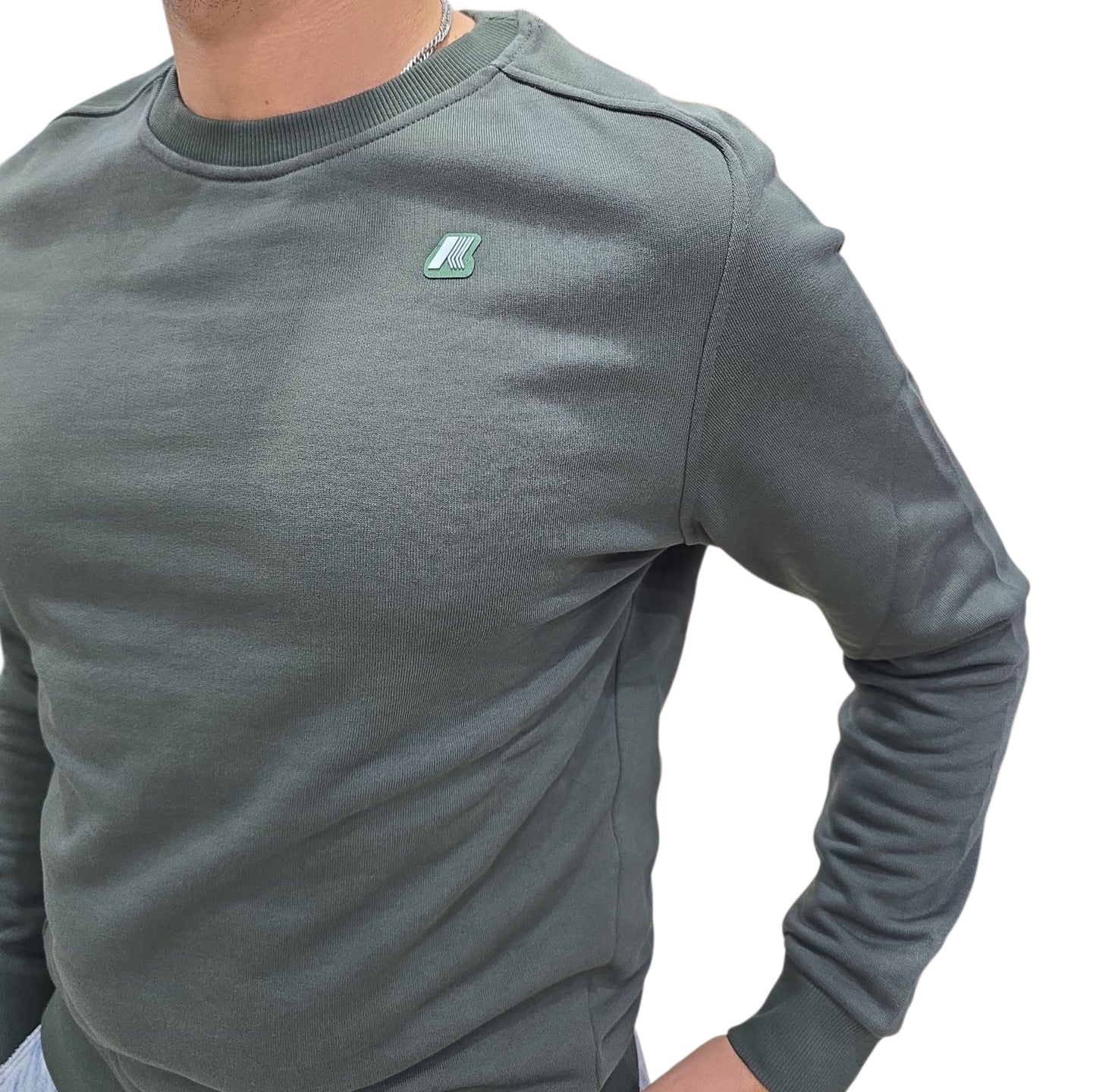 Felpa K-Way girocollo verde militare