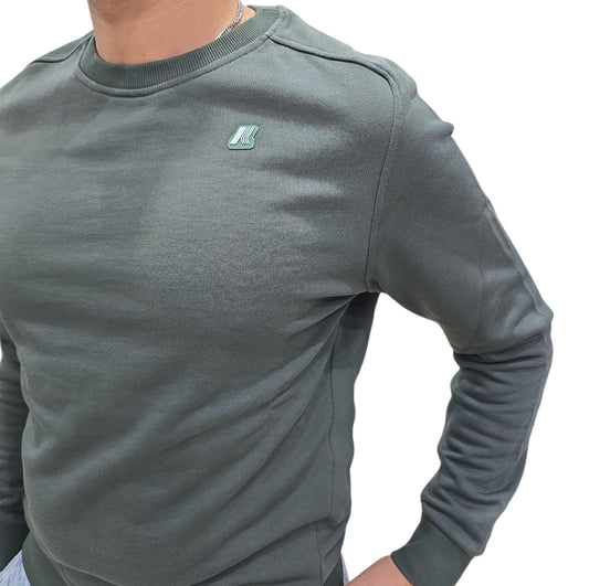 Felpa K-Way girocollo verde militare