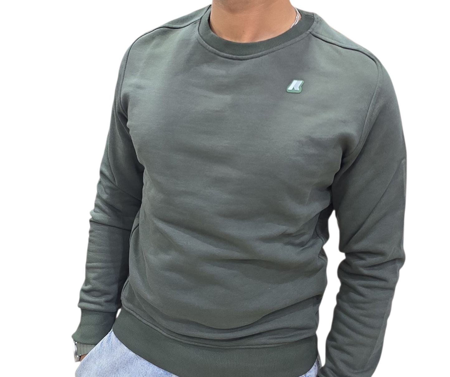 Felpa K-Way girocollo verde militare