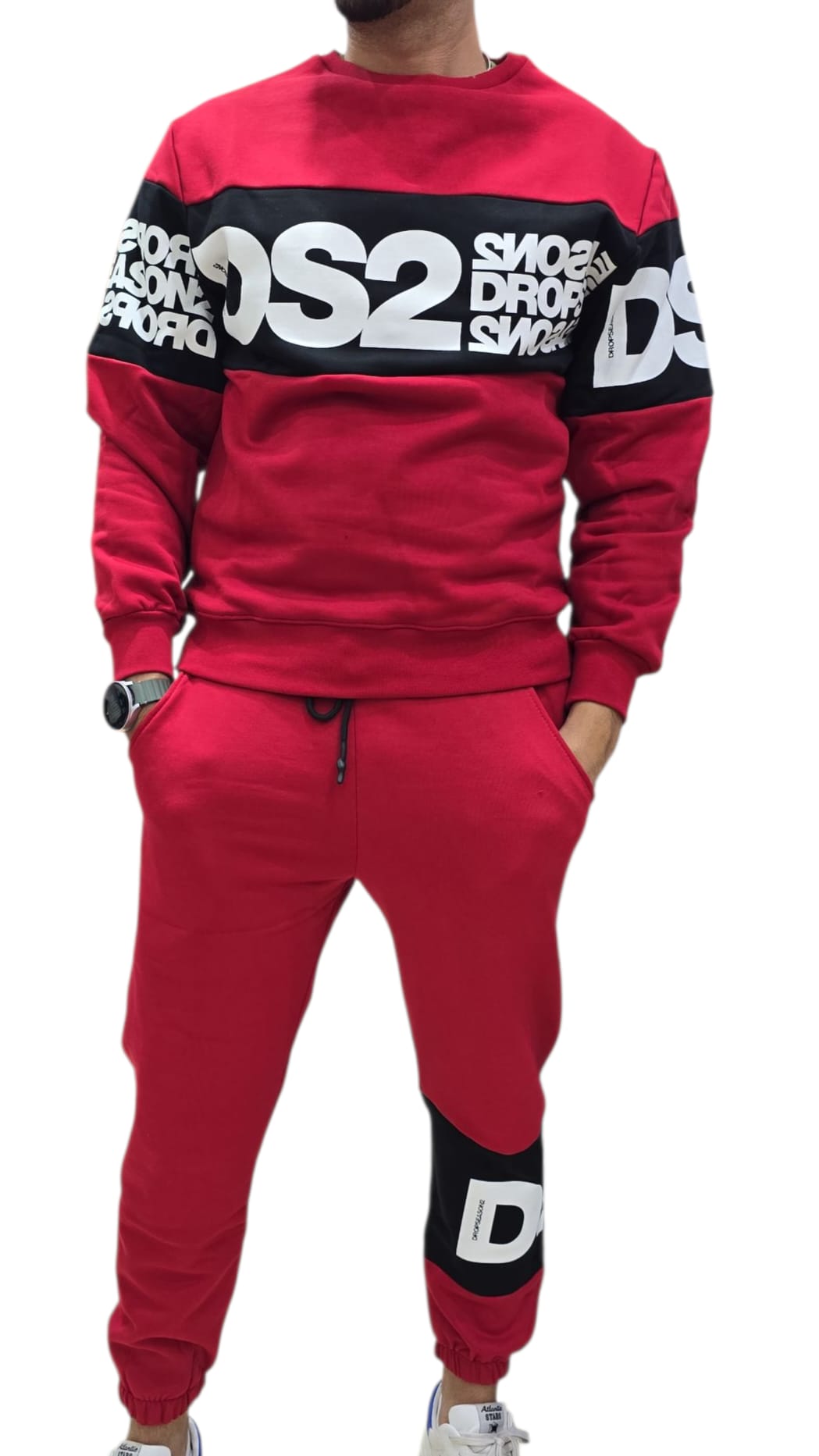 Tuta DROP SEASON2 a girocollo Rossa nera bianca