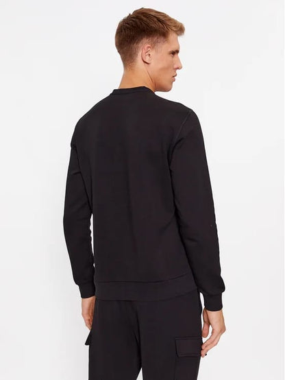 Felpa Emporio Armani girocollo nera logo centrale