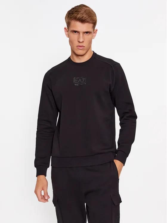 Felpa Emporio Armani girocollo nera logo centrale