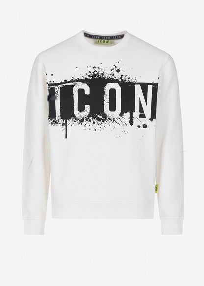 Felpa ICON girocollo  logo colatura bianca