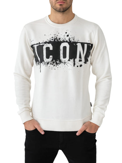 Felpa ICON girocollo  logo colatura bianca