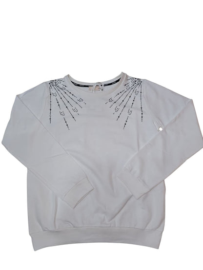 Felpa Liu Jo in cotone garzato con stras in spalla