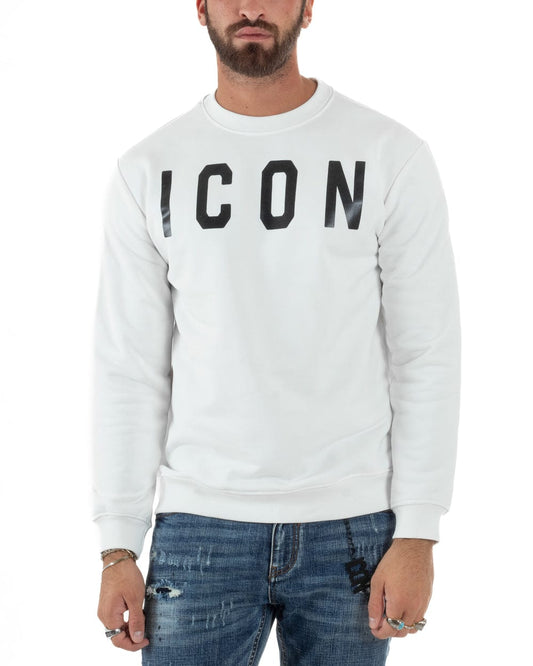 Felpa ICON GIROCOLLO MAXI LOGO BIANCA