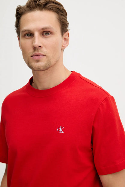 T-shirt CALVIN KLEIN Rossa con logo Bianco