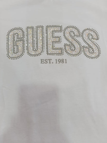 T-shirt GUESS con maxi logo brillantini