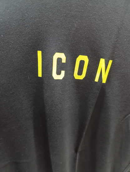 T-SHIRT ICON logo in stampa giallo fluo