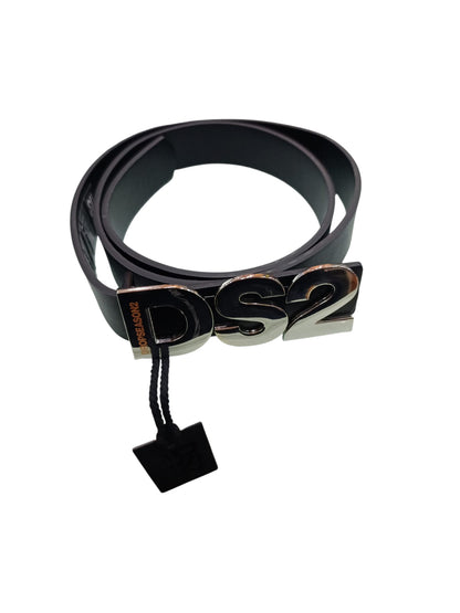 Cintura nera uomo DS2 fibbia argento CL2