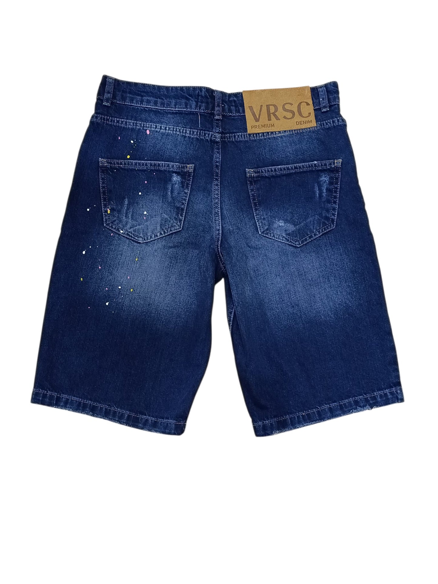 Bermuda di Jeans VRSC con schizzi e strappi 001