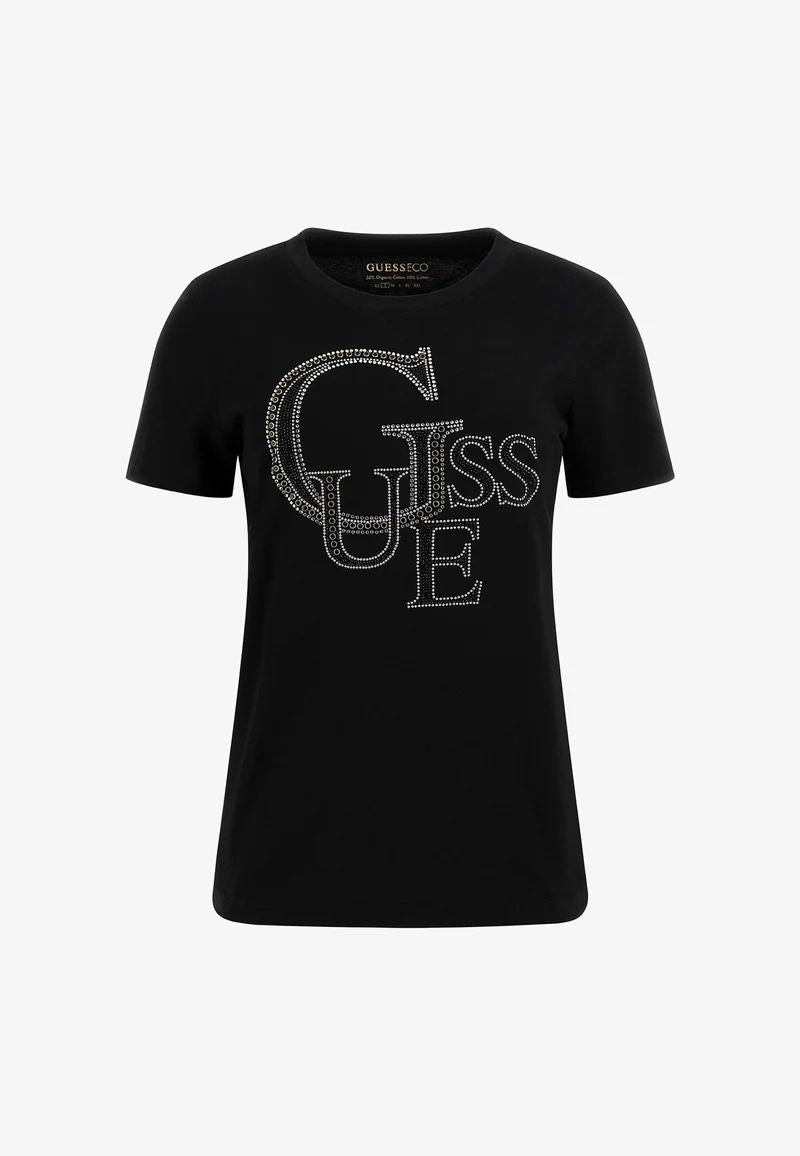 T-shirt Guess maxi logo in strass z14