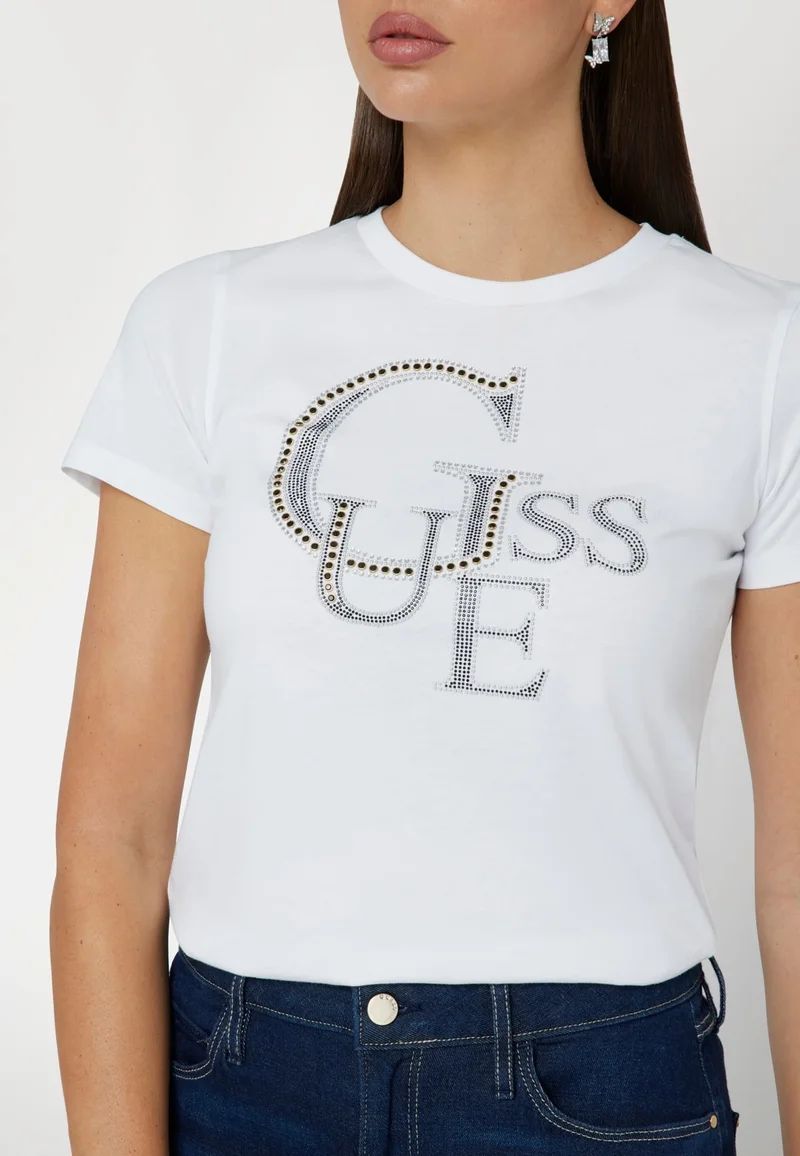 T-shirt Guess maxi logo in strass z14