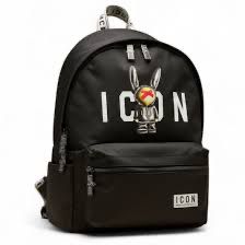 Zaino ICON in tessuto con maxi stampa bunny 02a01