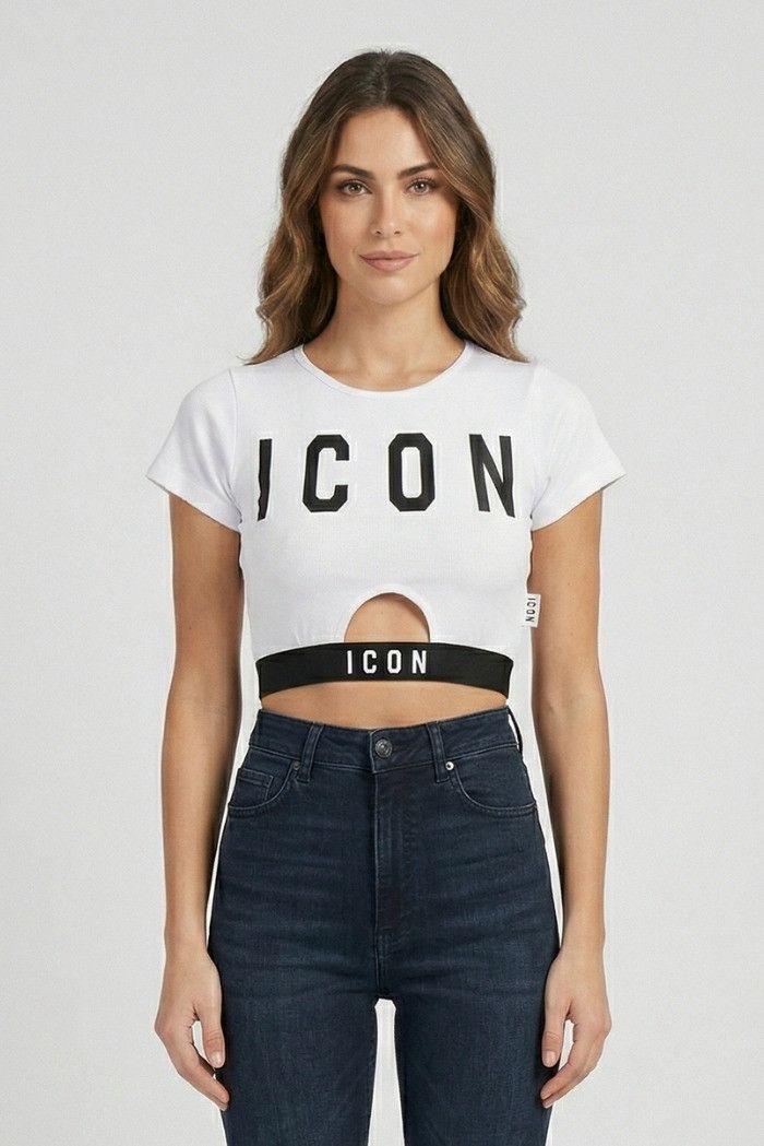 Cropped donna ICON con elastico e maxi logo 03