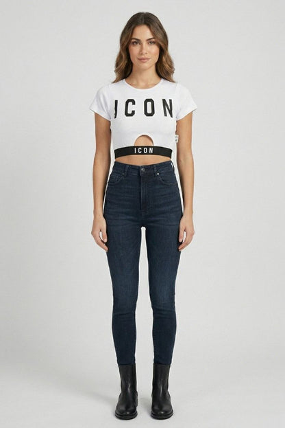 Cropped donna ICON con elastico e maxi logo 03