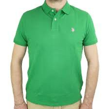 Polo  U.S POLO ASSN Verde logo rosa 292