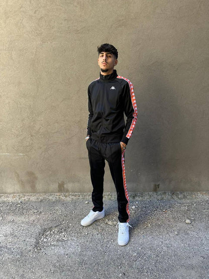 Tuta KAPPA in acetato Black-Orange coral-white.