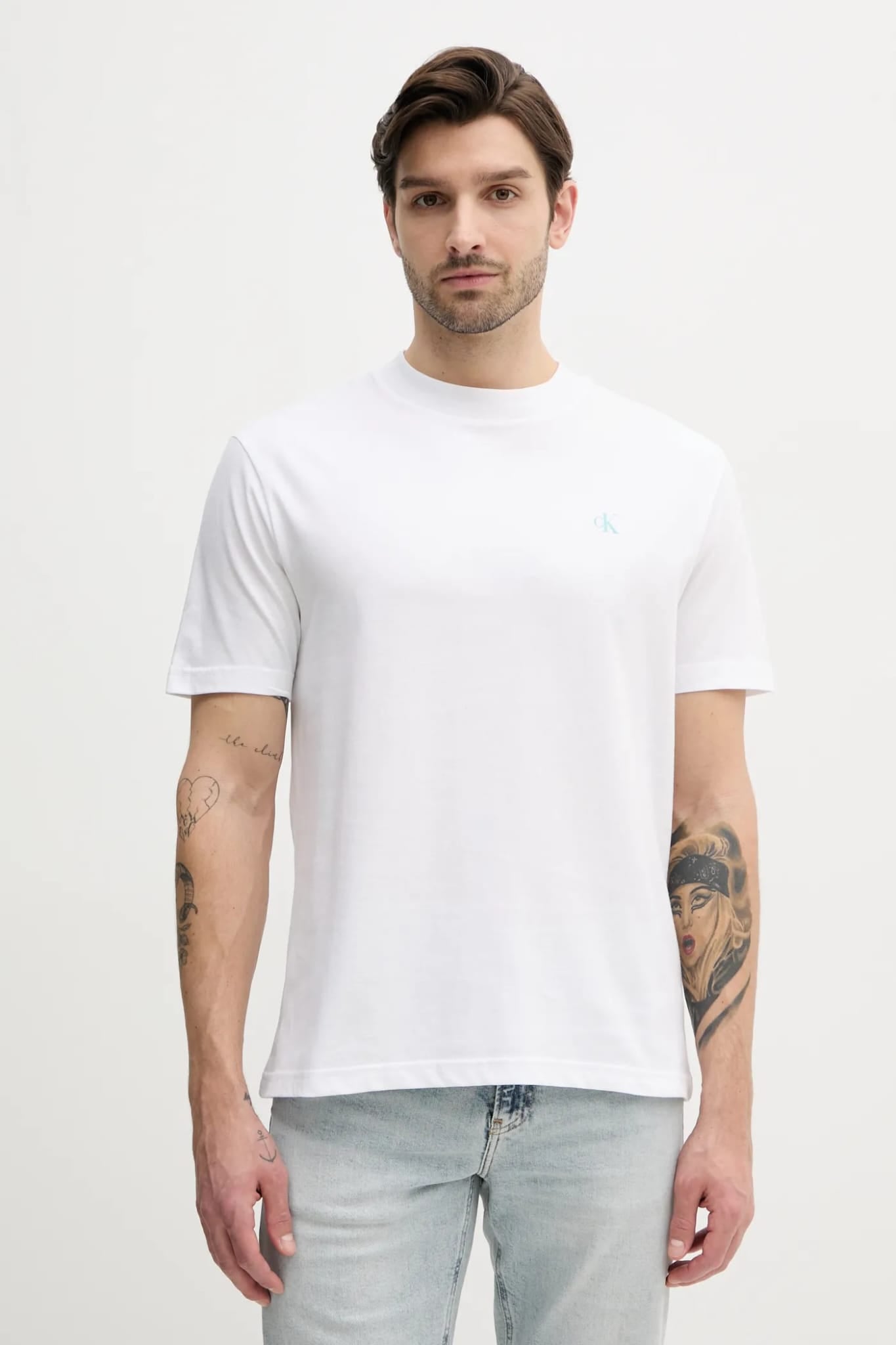 T-shirt CALVIN KLEIN con logo laterale azzurro