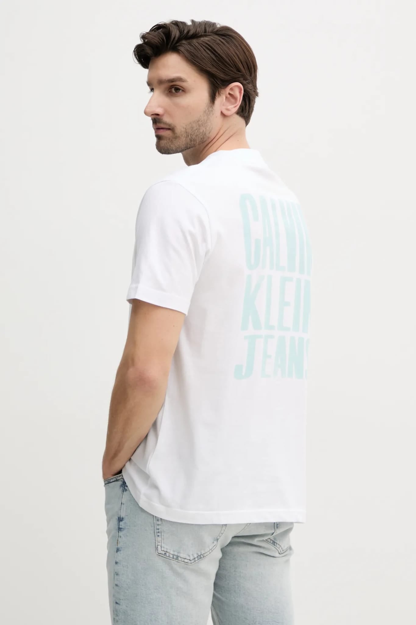 T-shirt CALVIN KLEIN con logo laterale azzurro