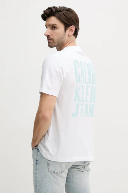 T-shirt CALVIN KLEIN con logo laterale azzurro