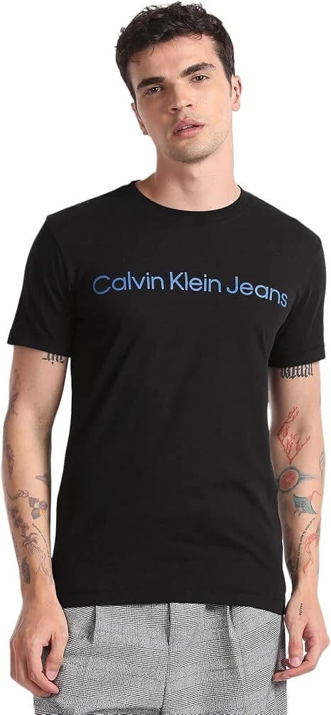 T-shirt CALVIN KLEIN Nera con logo azzurro