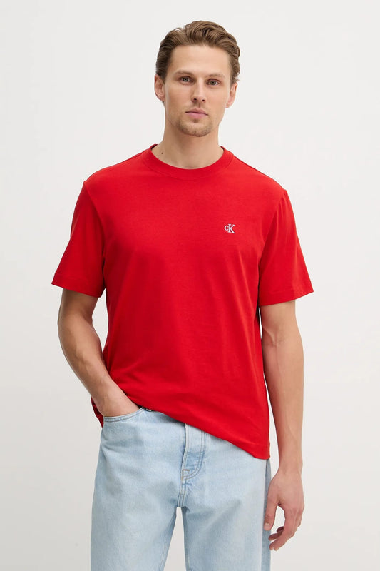 T-shirt CALVIN KLEIN Rossa con logo Bianco
