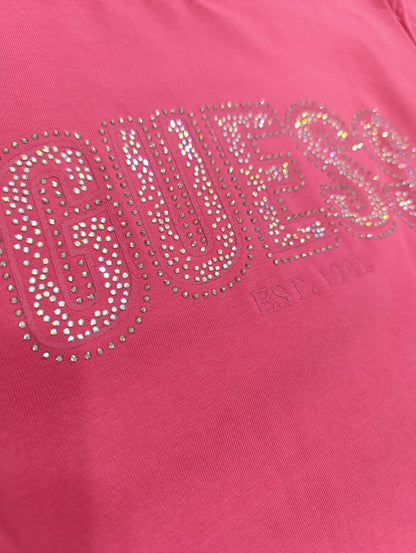 T-shirt GUESS con maxi logo brillantini