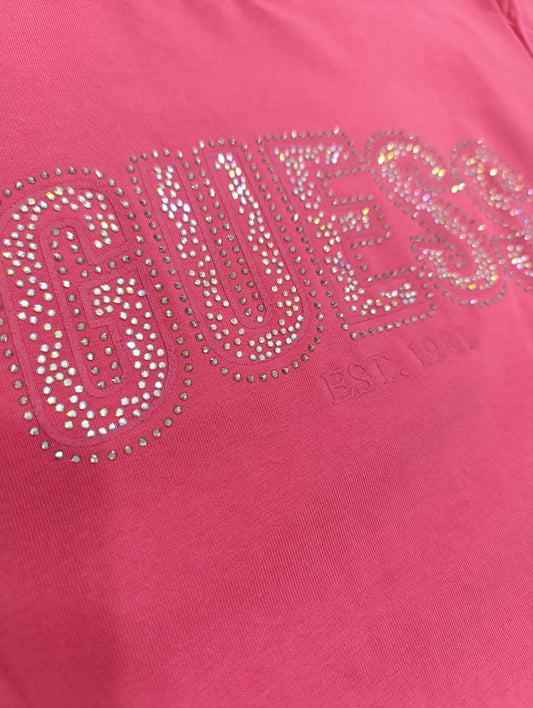 T-shirt GUESS con maxi logo brillantini