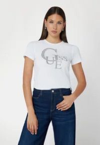 T-shirt Guess maxi logo in strass z14
